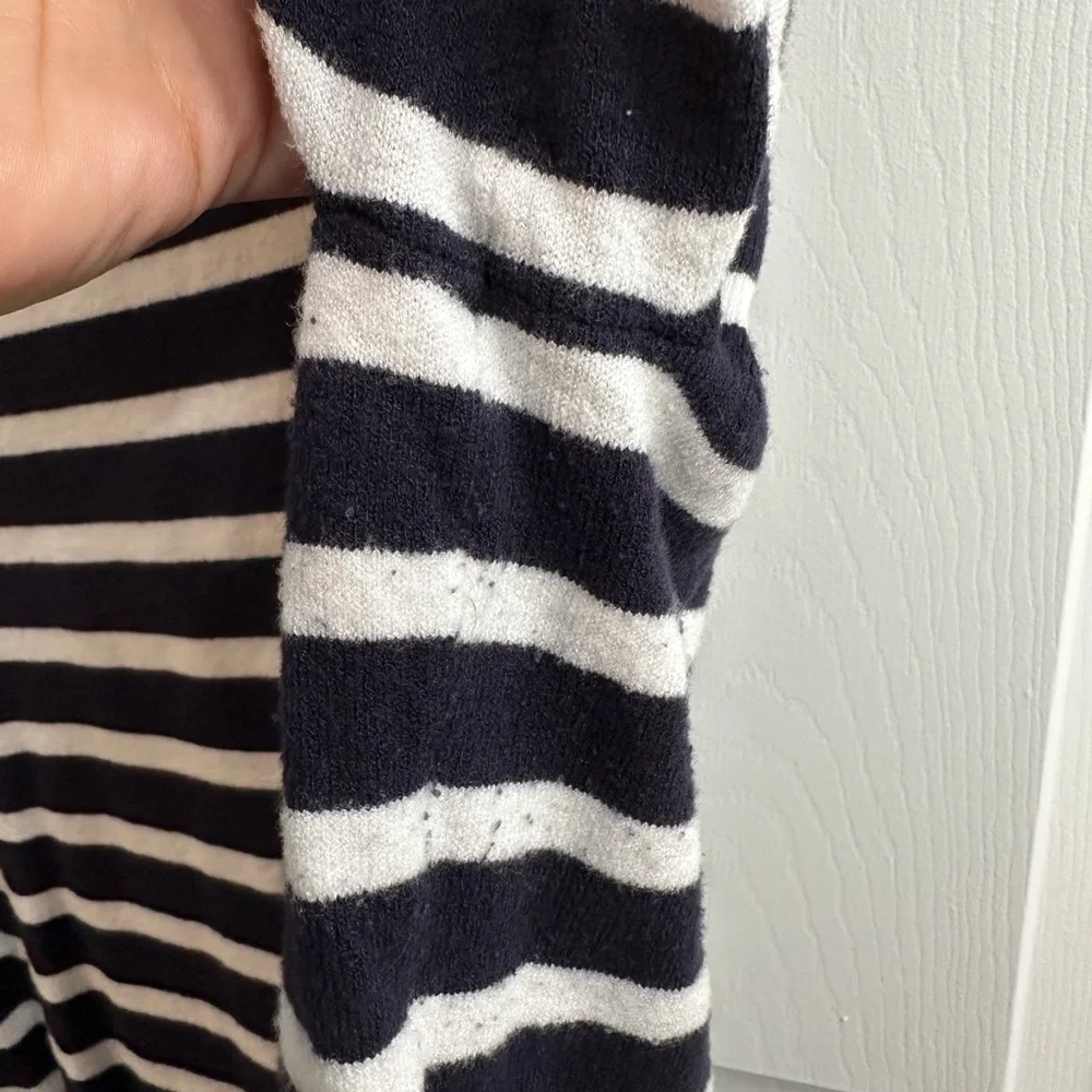 Striped Short Sleeve Sweater - Navy & White - Picture 4 of 6